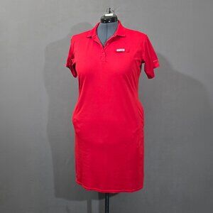 Columbia Womens Tidal Tee Polo Dress XL Red Athletic Stretch Short Sleeve